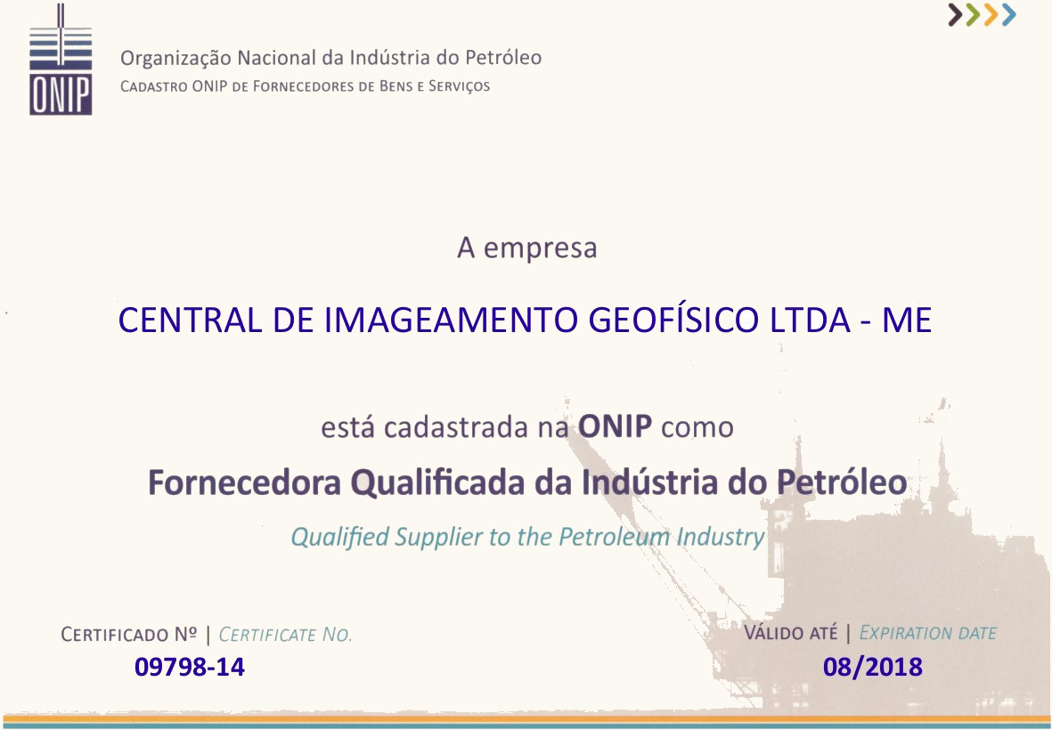 Certificado cadastrado na ONIP