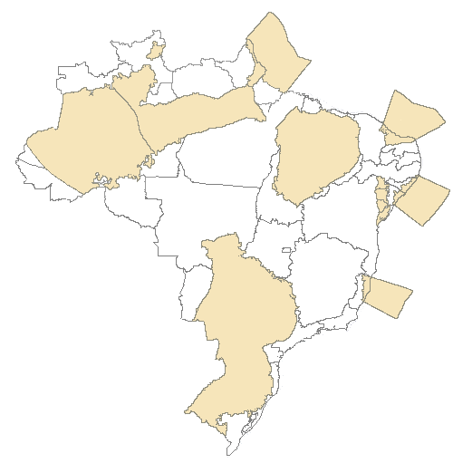 Mapa das bacias com dados processados.